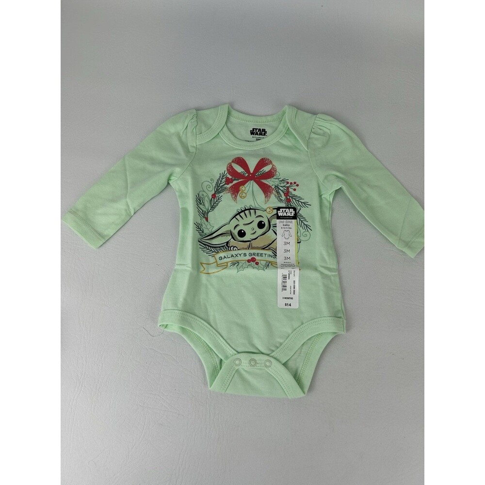Star Wars Size 3M One Piece Christmas Shirt Galaxy Greetings Grogu Baby Yoda